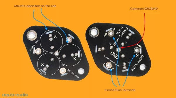 Aqua Audio 10pcs Multi Section Capacitor Mounting Plate And PCB 38mm Spacing Mounting Hole